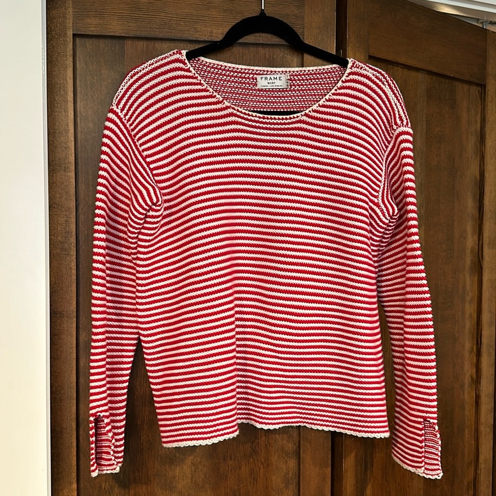 FRAME red and white striped sweater